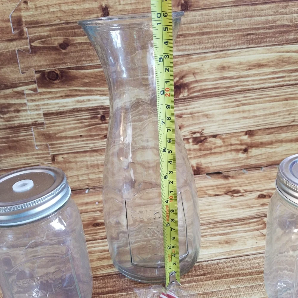 Circleware Country 9-piece set glass Carafe and Mason jar mugs With Straws